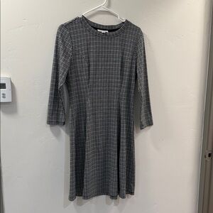 beachlunchlounge Black and White Checkered 3/4 Sleeve Dress Size Medium